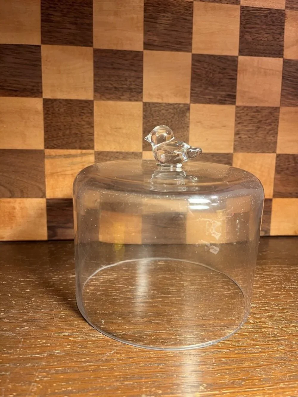 Clear Glass Cloche with Bird Handle A810